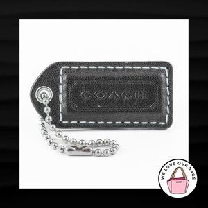 2" Medium COACH BLACK LEATHER KEY FOB BAG CHARM KEYCHAIN HANGTAG TAG